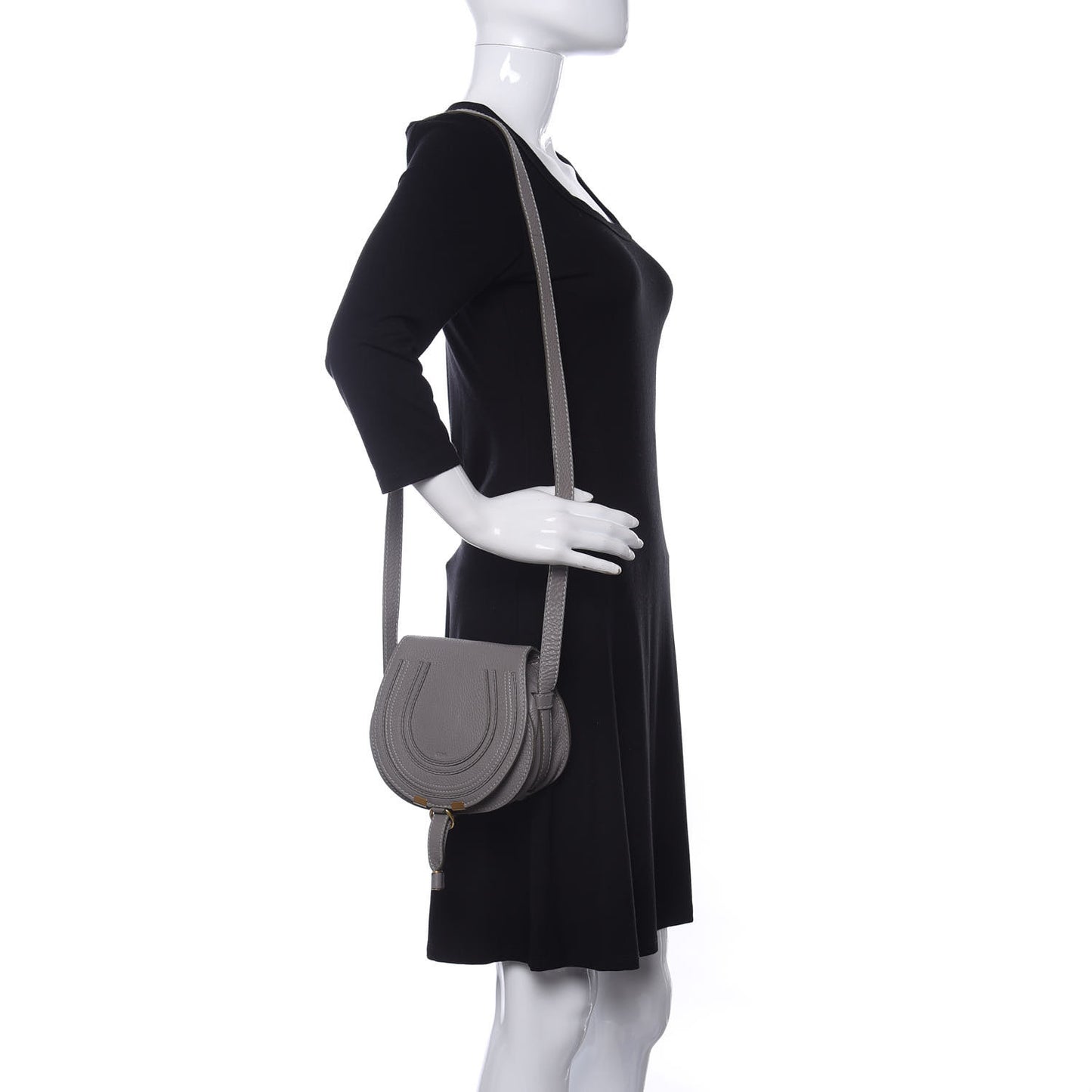 Calfskin Mini Marcie Round Crossbody Bag Cashmere Grey