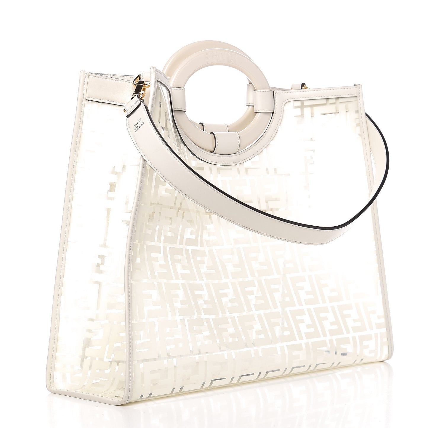 TPU FF Vitello Century Plexiglass Medium Runaway Shopper Tote White