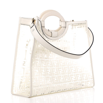 Fendi TPU FF Vitello Century Plexiglass Medium Runaway Shopper Tote White 2 of 8