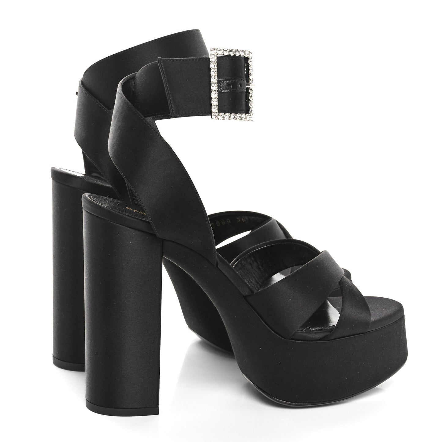 Satin Jota 85 Heaven Platform Sandals 38 Black