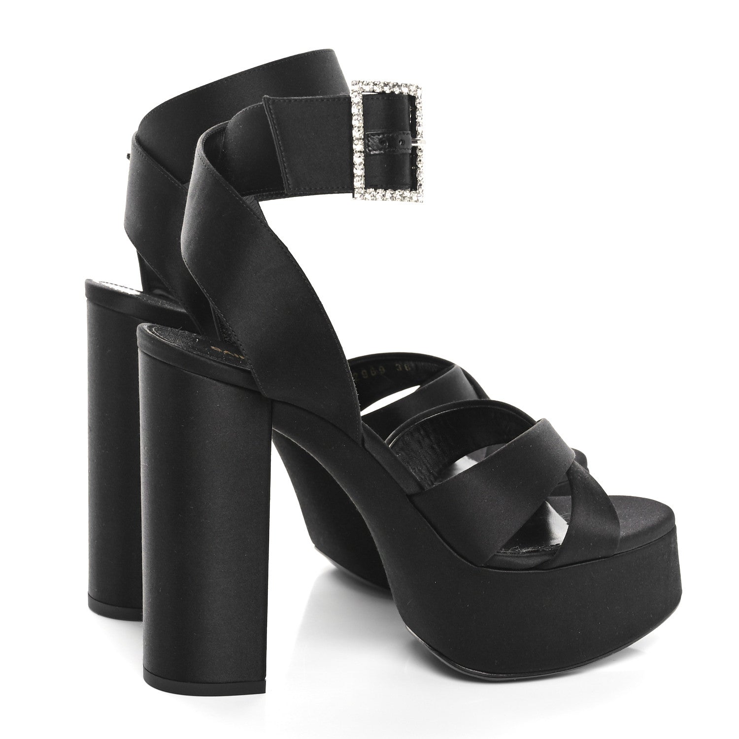 Saint Laurent Satin Jota 85 Heaven Platform Sandals 38 Black 4 of 8