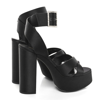 Saint Laurent Satin Jota 85 Heaven Platform Sandals 38 Black 4 of 8