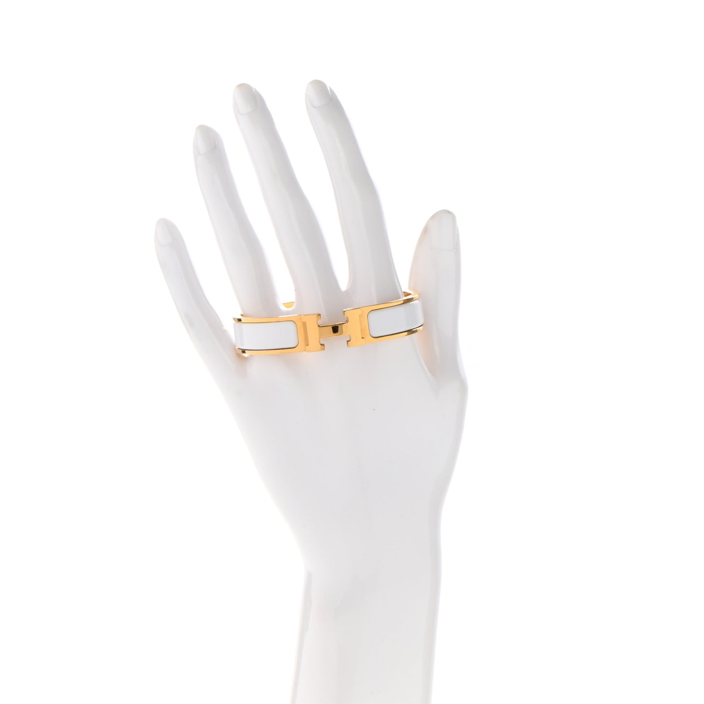 Enamel Narrow Clic Clac H Bracelet PM White