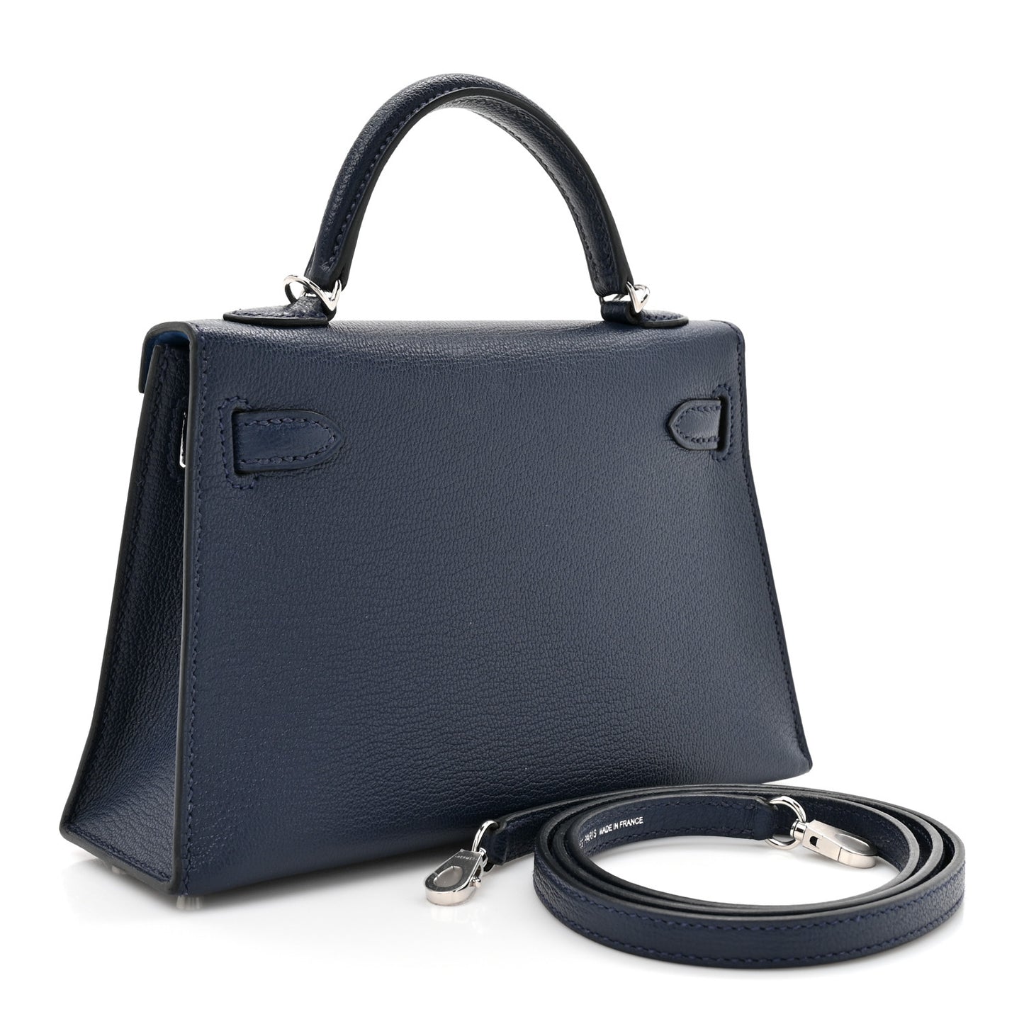 Chevre Mysore Verso Mini Kelly Sellier 20 Bleu Navy Bleu Zellige