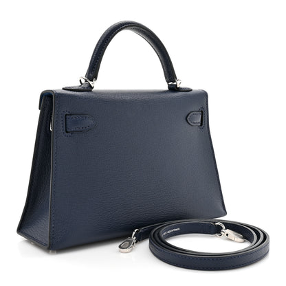 Hermes Chevre Mysore Verso Mini Kelly Sellier 20 Bleu Navy Bleu Zellige 3 of 11