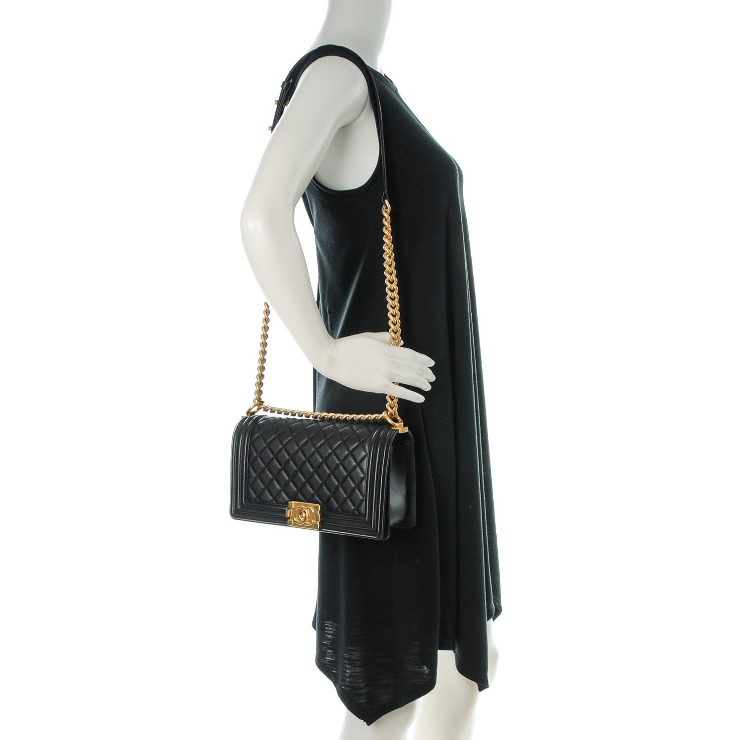 Chanel Calfskin Quilted Medium Boy Flap Black 2 of 8