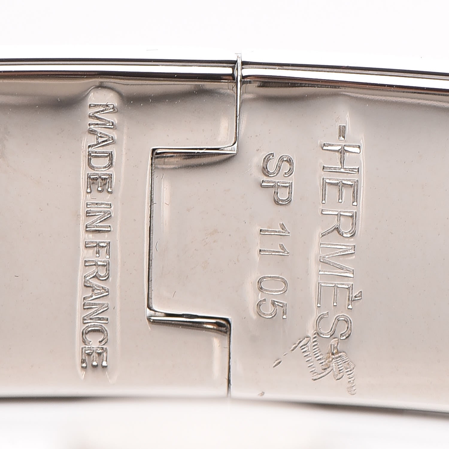 Hermes Lizard Charniere Cuir Narrow Hinged Bracelet S Bleu Saphir 4 of 5