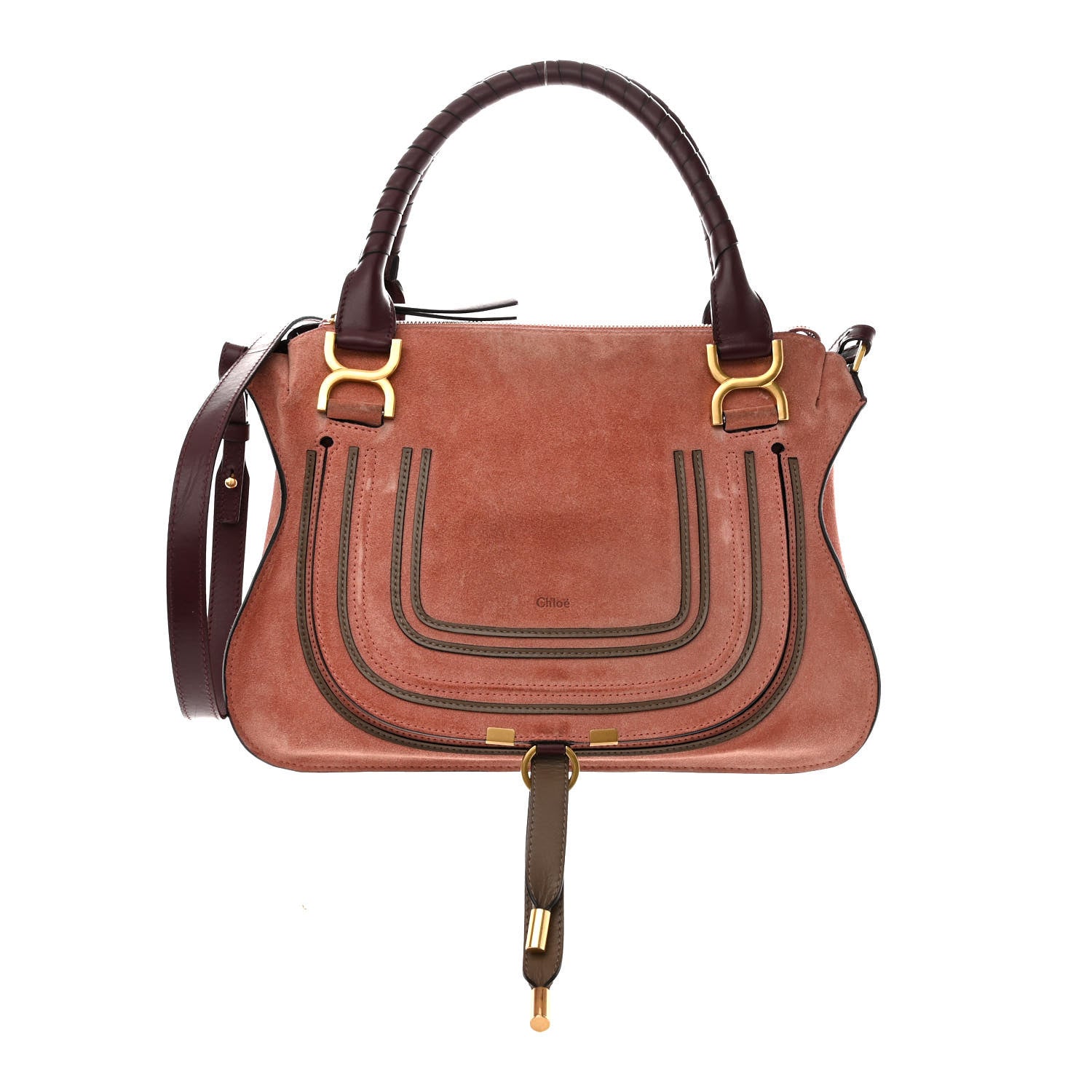 Chloe Suede Calfskin Braided Medium Marcie Double Carry Canyon Rose 1 of 14