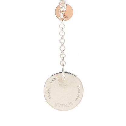 Hermes Sterling Silver 18K Rose Gold PM Ex-Libris Pendant Necklace 4 of 5