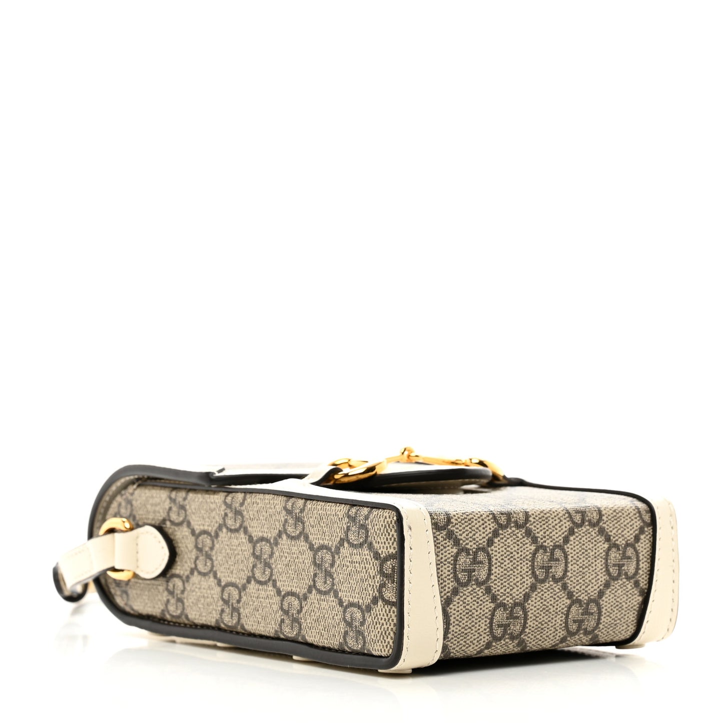 GG Supreme Monogram Azalea Calfskin Mini Horsebit 1955 Crossbody Bag Beige Ebony Mystic White