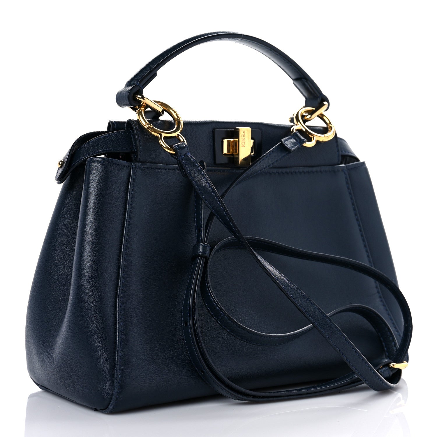 Fendi Nappa Mini Peekaboo Iconic Satchel Navy 3 of 12