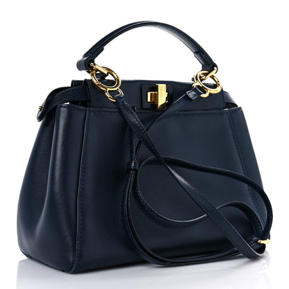 Fendi Nappa Mini Peekaboo Iconic Satchel Navy 3 of 12