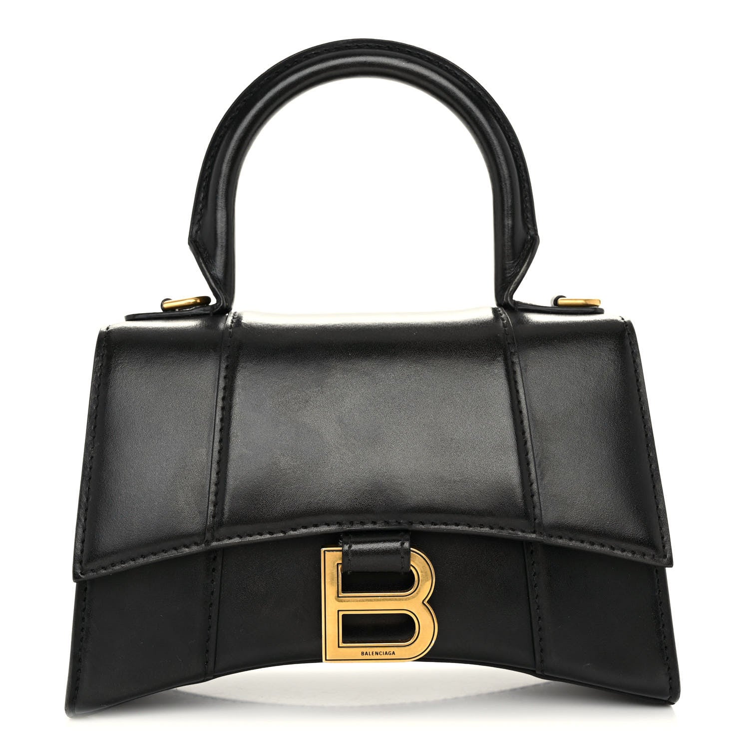 Balenciaga Shiny Box Calfskin Hourglass Top Handle Bag XS Black 1 of 10