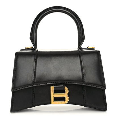Balenciaga Shiny Box Calfskin Hourglass Top Handle Bag XS Black 1 of 10