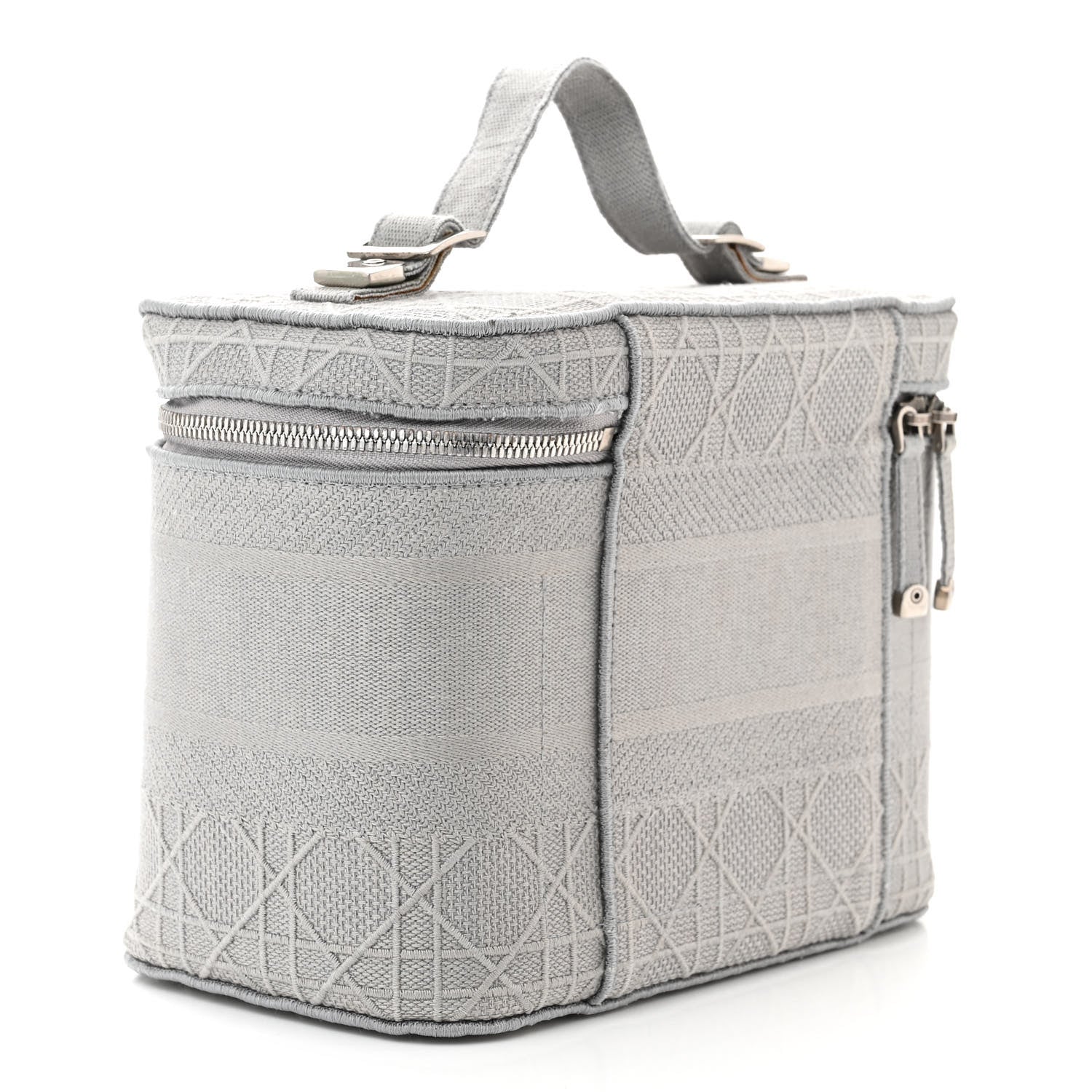 Christian Dior Canvas Embroidered Cannage Diortravel Vanity Case Grey 3 of 10