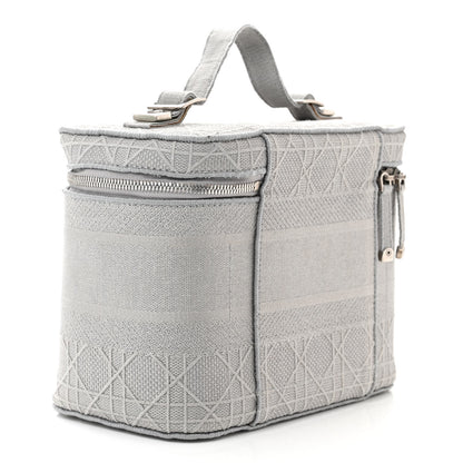Christian Dior Canvas Embroidered Cannage Diortravel Vanity Case Grey 3 of 10