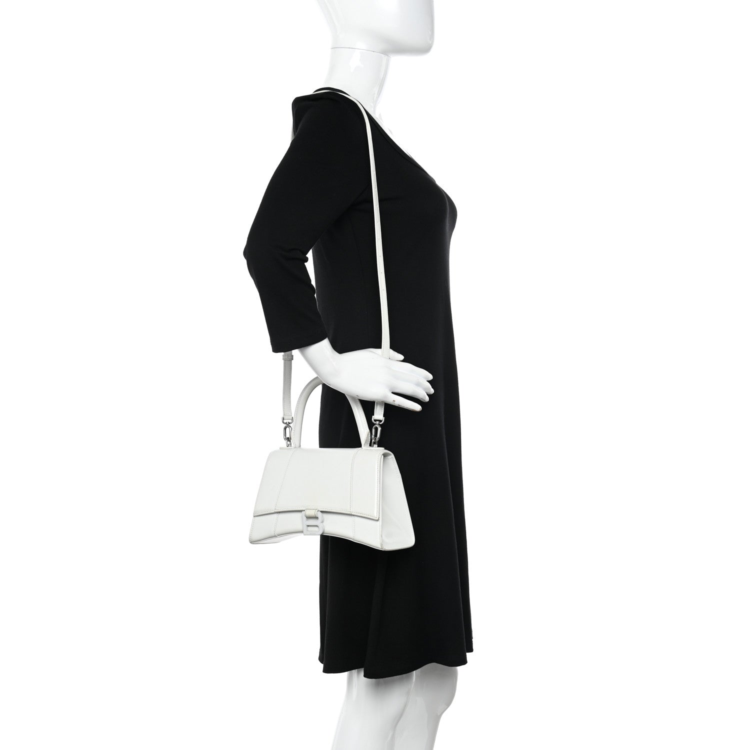 Balenciaga Shiny Box Calfskin Tonal B Small Hourglass Top Handle Bag White 2 of 18