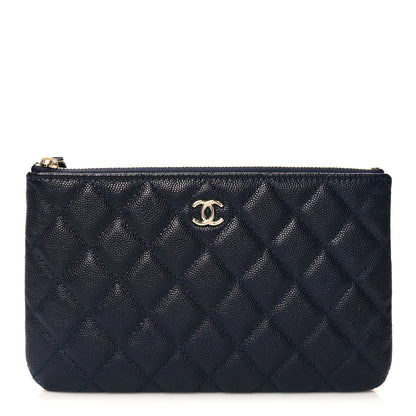 Chanel Caviar Quilted Small Zipped Pouch Navy Blue 1 of 8