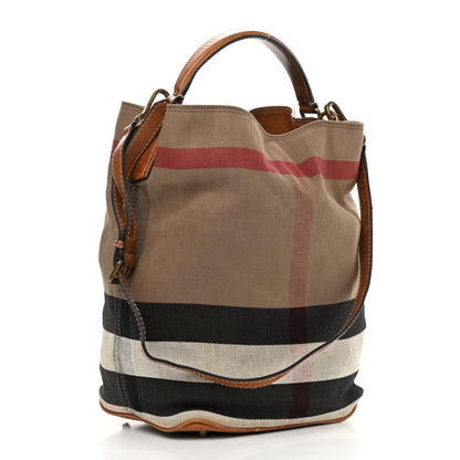 Burberry Canvas Mega Check Medium Ashby Hobo Saddle Brown 2 of 17