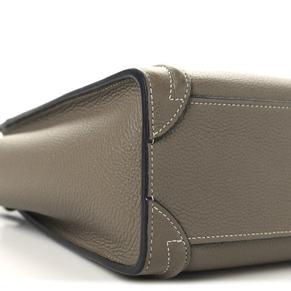 Celine Drummed Calfskin Nano Luggage Souris 8 of 12