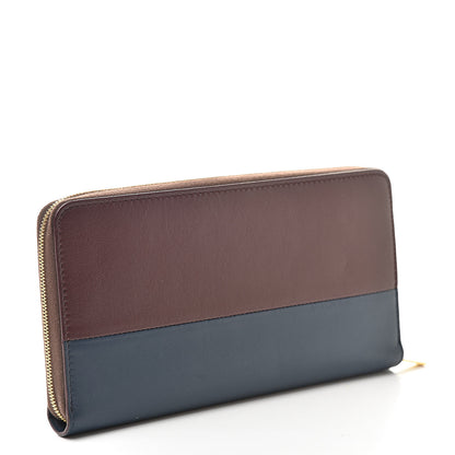 Celine Lambskin Large Zip Around Multifunction Wallet Wine Abyss Blue 3 of 9