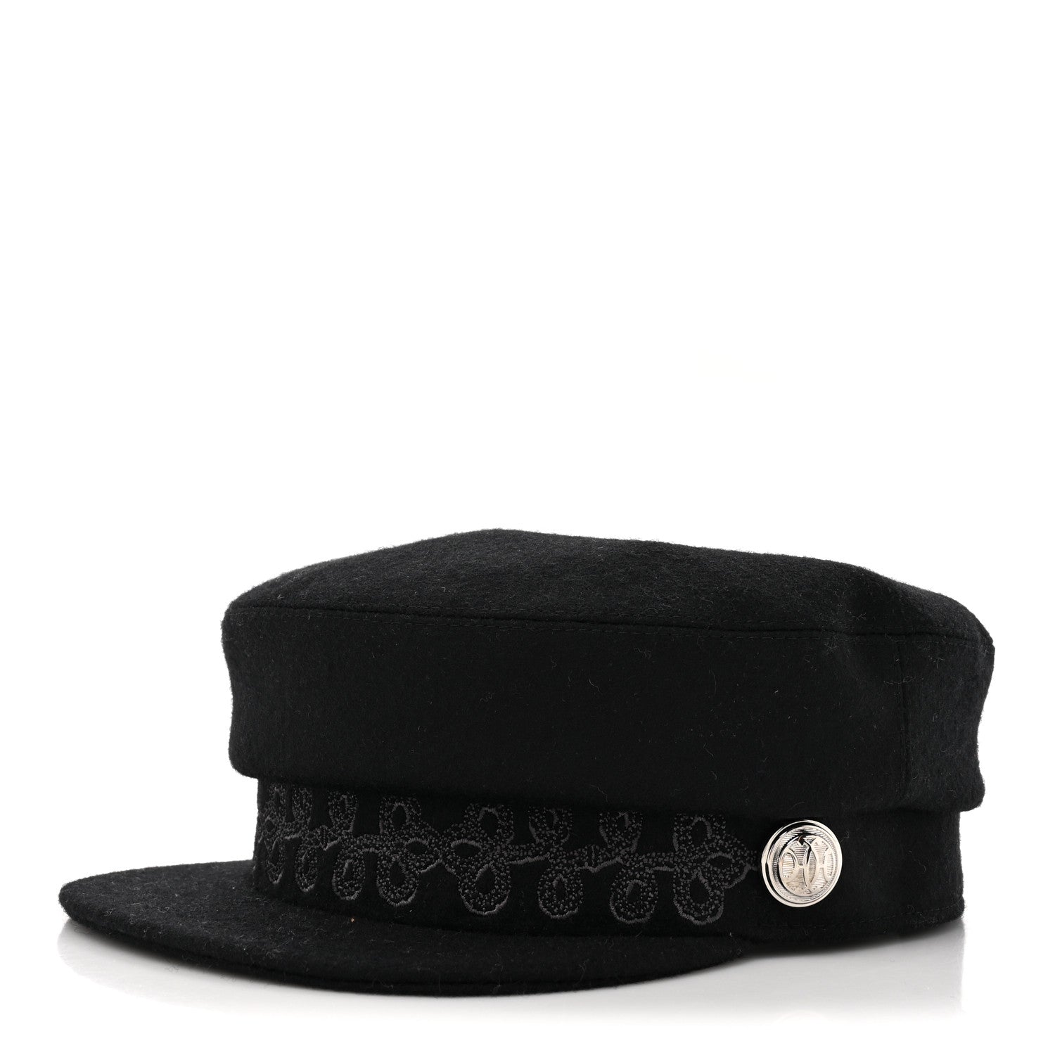 Hermes Wool Flannel Cabourg En Finesse Cap Black 1 of 9