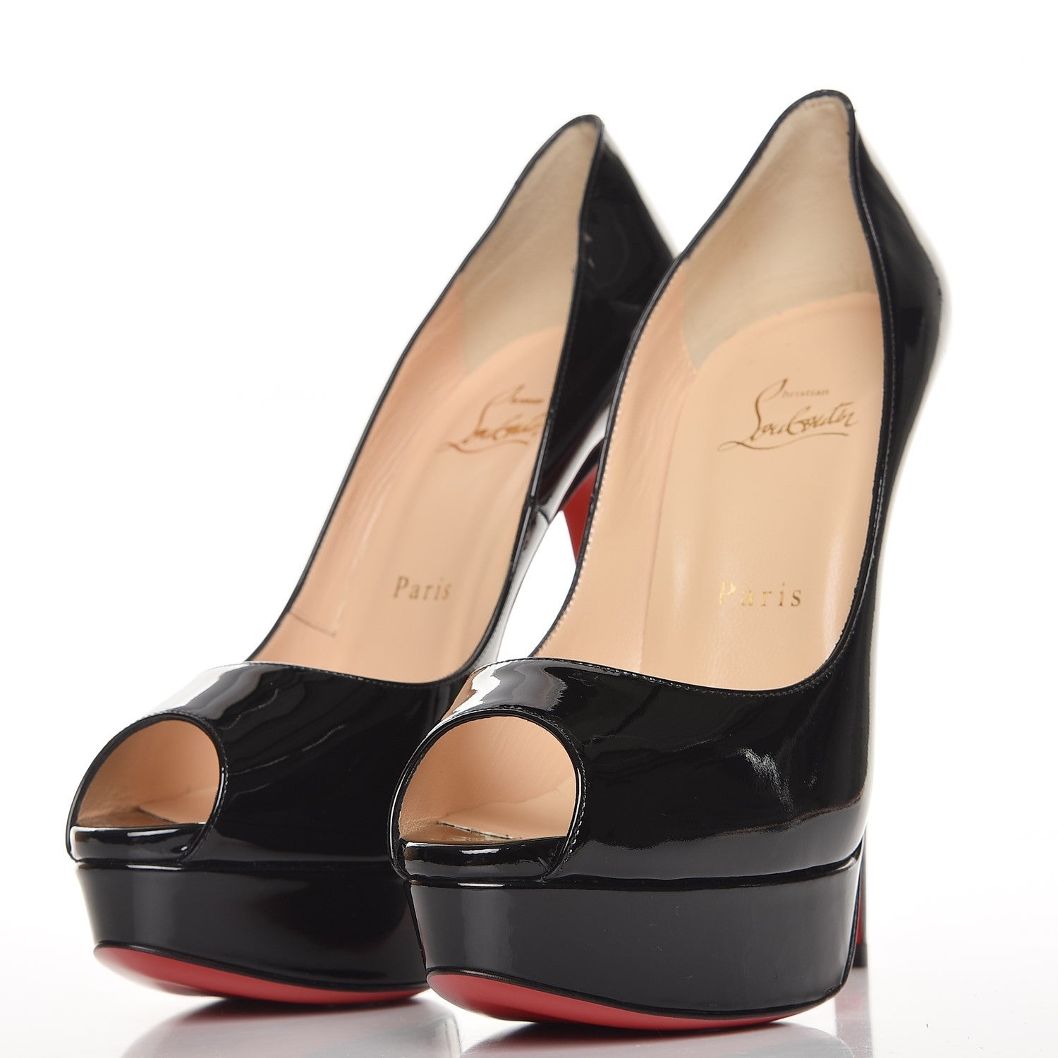 Christian Louboutin Patent Lady Peep 150 Pumps 39.5 Black 3 of 8