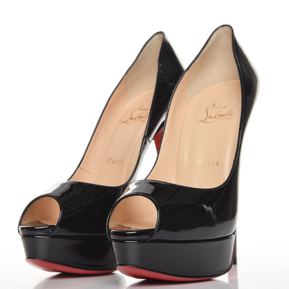 Christian Louboutin Patent Lady Peep 150 Pumps 39.5 Black 3 of 8