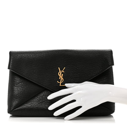 Saint Laurent Grained Lambskin Cassandre Envelope Pouch Black 2 of 10