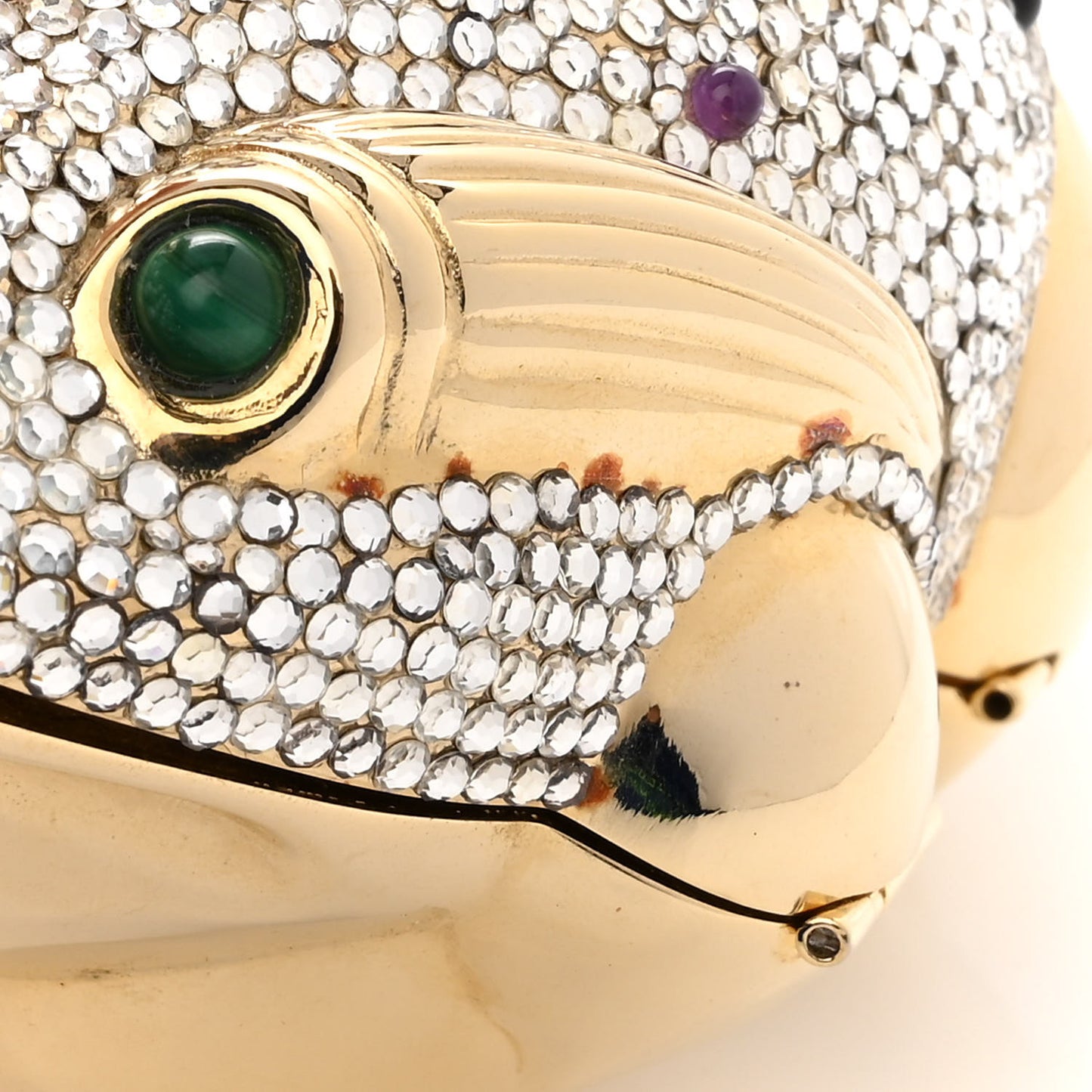 Crystal Frog Minaudiere Chain Clutch Gold