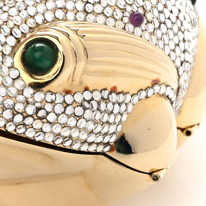 Judith Leiber Crystal Frog Minaudiere Chain Clutch Gold 9 of 9