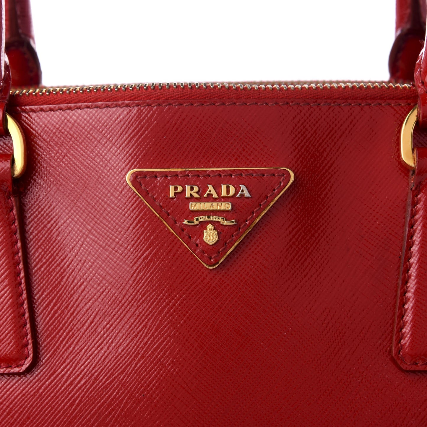 Saffiano Vernice Medium Galleria Double Zip Tote Rosso
