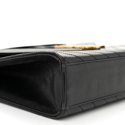 Saint Laurent Grain De Poudre Matelasse Chevron Large Monogram Satchel Black 8 of 11