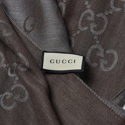 Gucci Wool Silk GG Monogram GGNat Scarf Anthracite 5 of 5