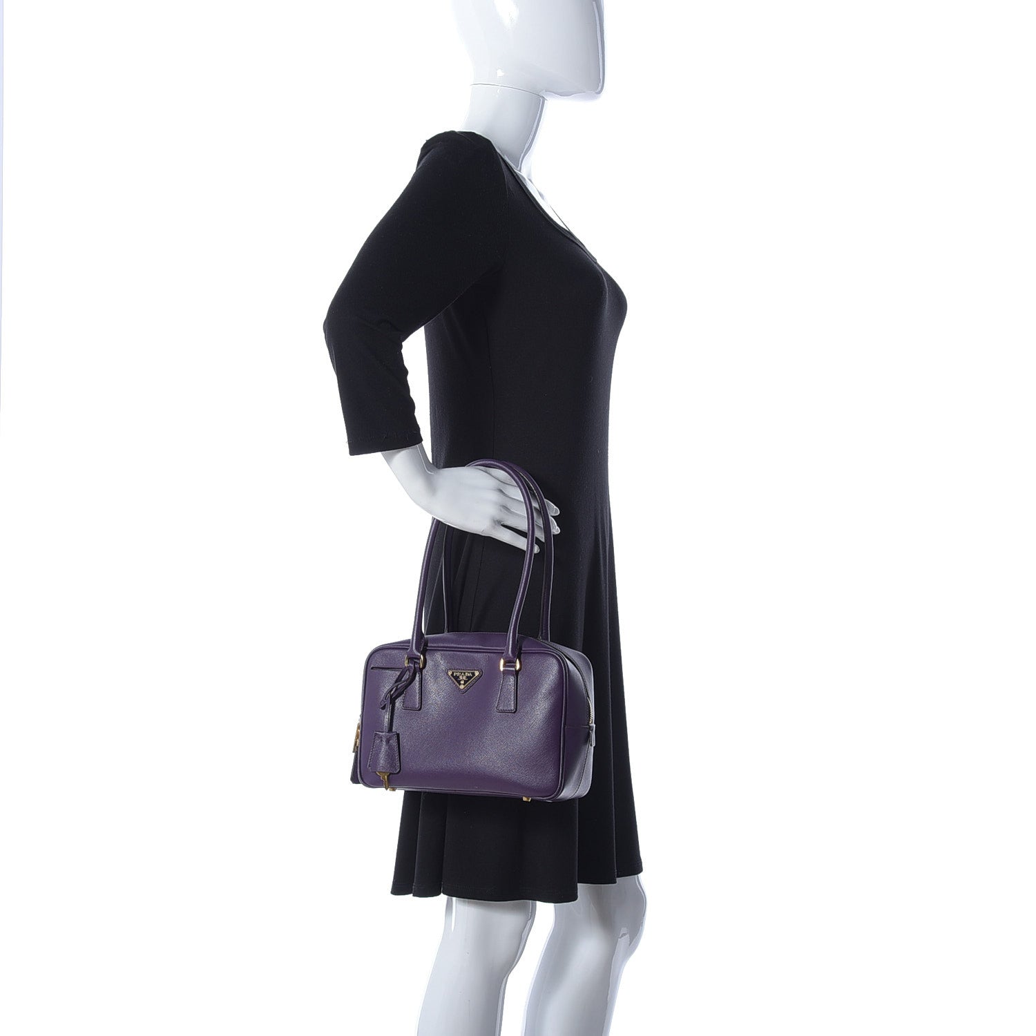 Prada Saffiano Lux Bowler Iris 2 of 10