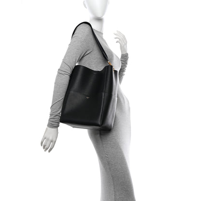 Celine Soft Grained Calfskin Sangle Bucket Bag Black 2 of 12