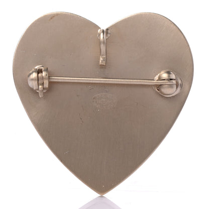 Chanel Resin Pearl CC Heart Brooch Ivory Black 3 of 4