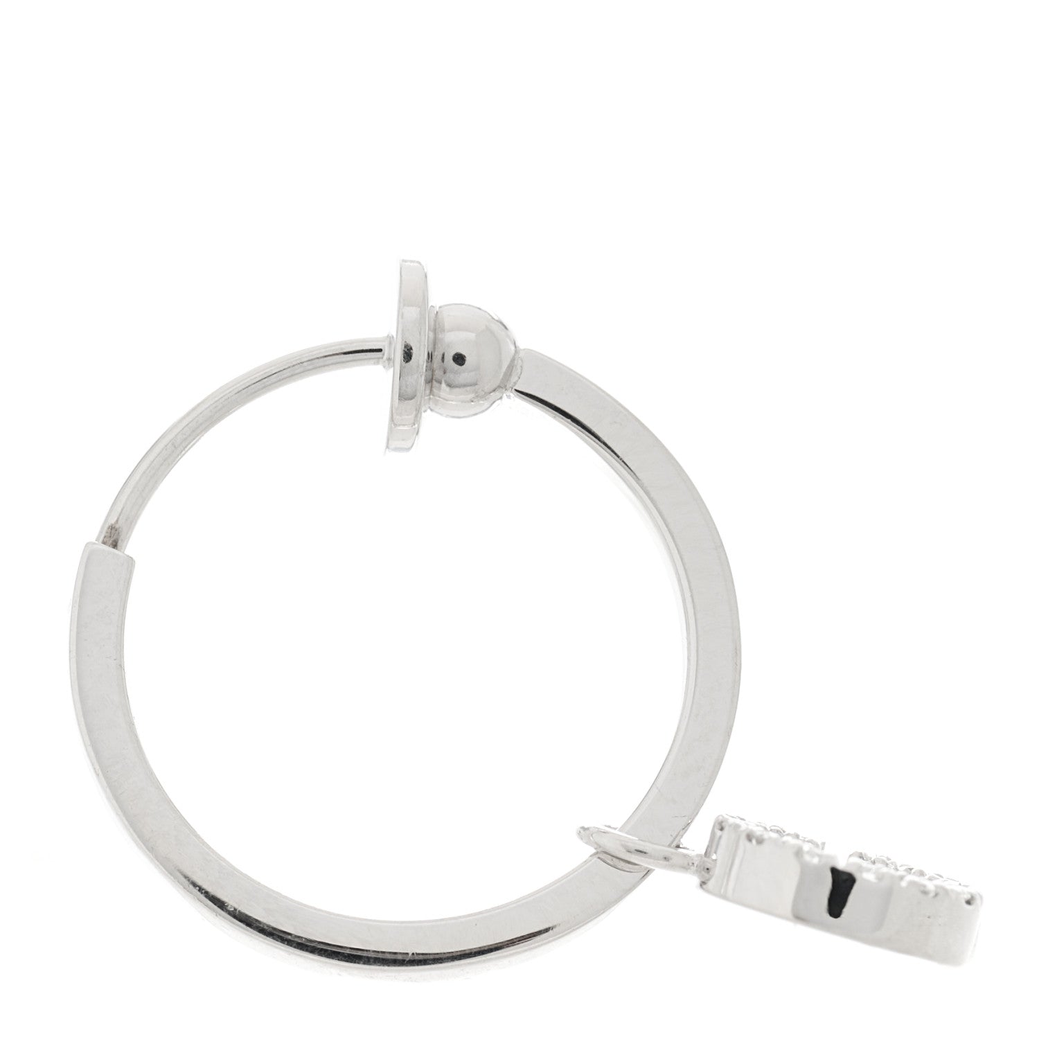 Gucci 18K White Gold Diamond Running G Hoop Single Clip On Earring 3 of 5