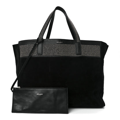 Saint Laurent Calfskin Suede Studded Reversible East West Shopping Tote Black 1 of 13