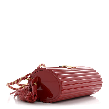 Saint Laurent Ribbed Plexiglass Lambskin Fringe Monogram Opium Box Bag Red 4 of 11