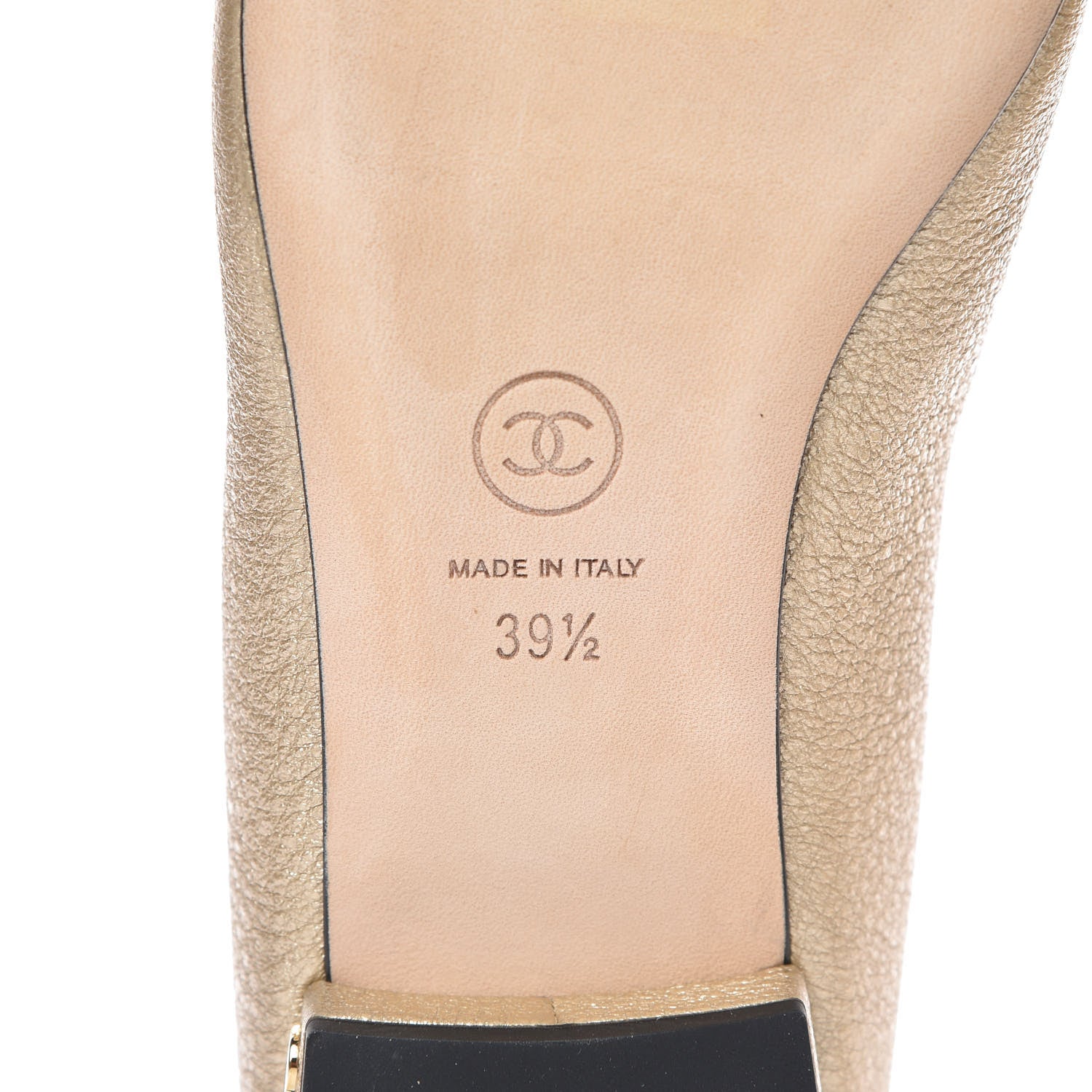 Chanel Metallic Lambskin Cap Toe Ballerina Flats 39.5 Gold Black 8 of 9