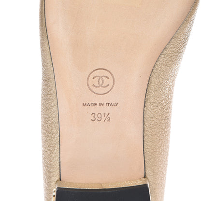 Chanel Metallic Lambskin Cap Toe Ballerina Flats 39.5 Gold Black 8 of 9