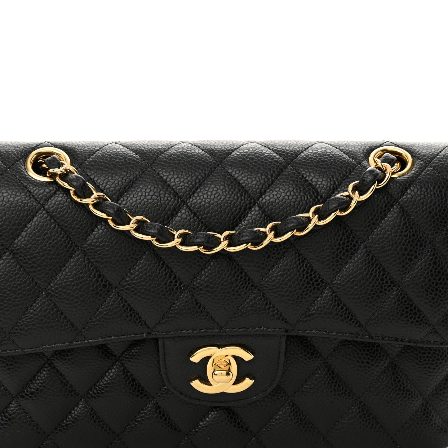 Caviar Quilted Small Double Flap Black