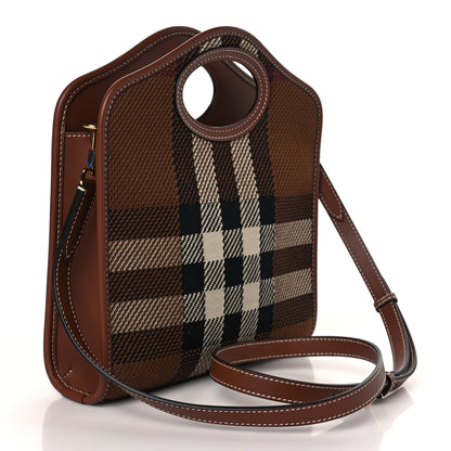 Burberry Smooth Calfskin Canvas Check Mini Pocket Bag Dark Birch Brown 2 of 7