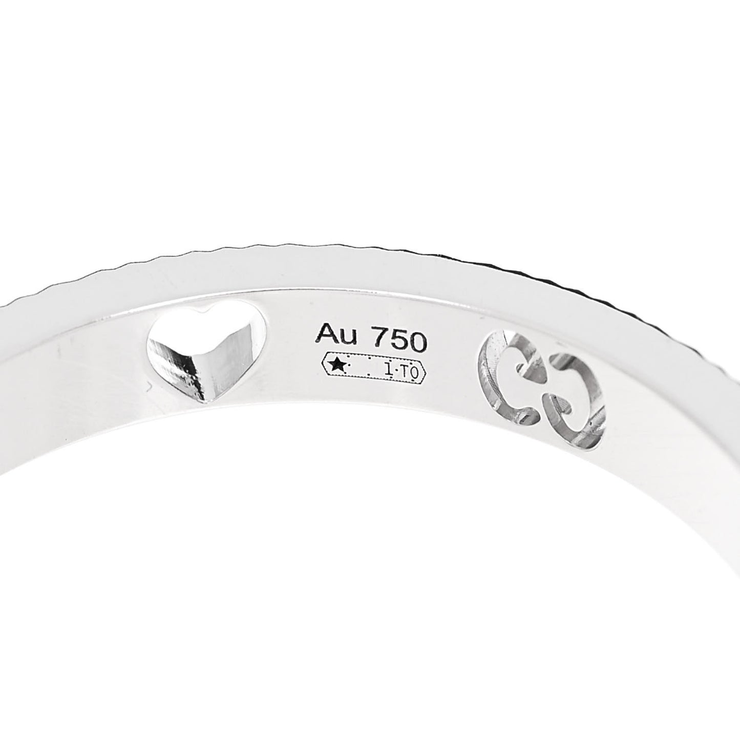 18K White Gold Diamond Icon Heart Band Ring 60 9