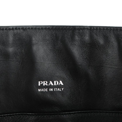 Prada Calfskin Baiadera Striped Shopping Tote Black Caramel White 6 of 7