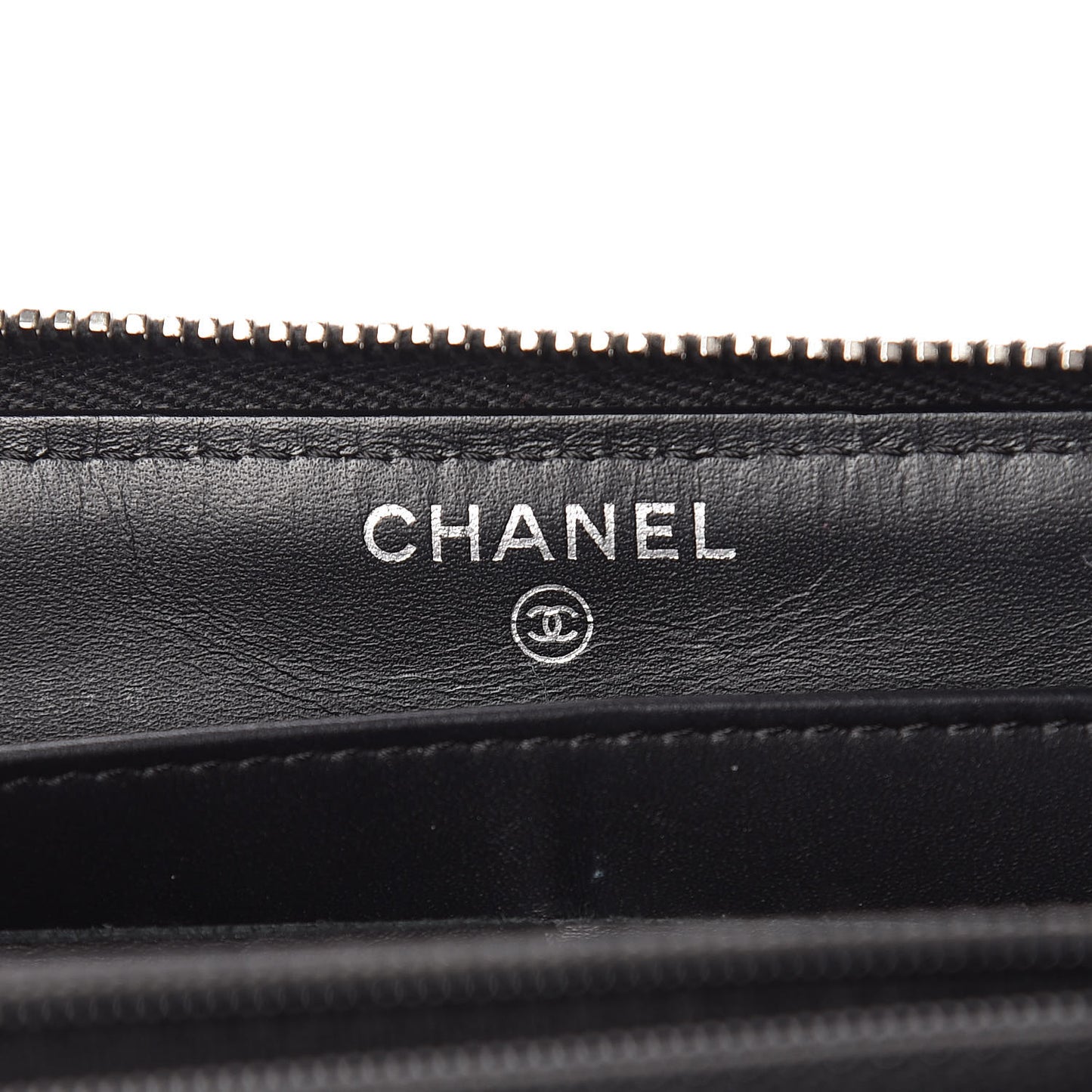 Patent Quilted Zip Around Wallet Black