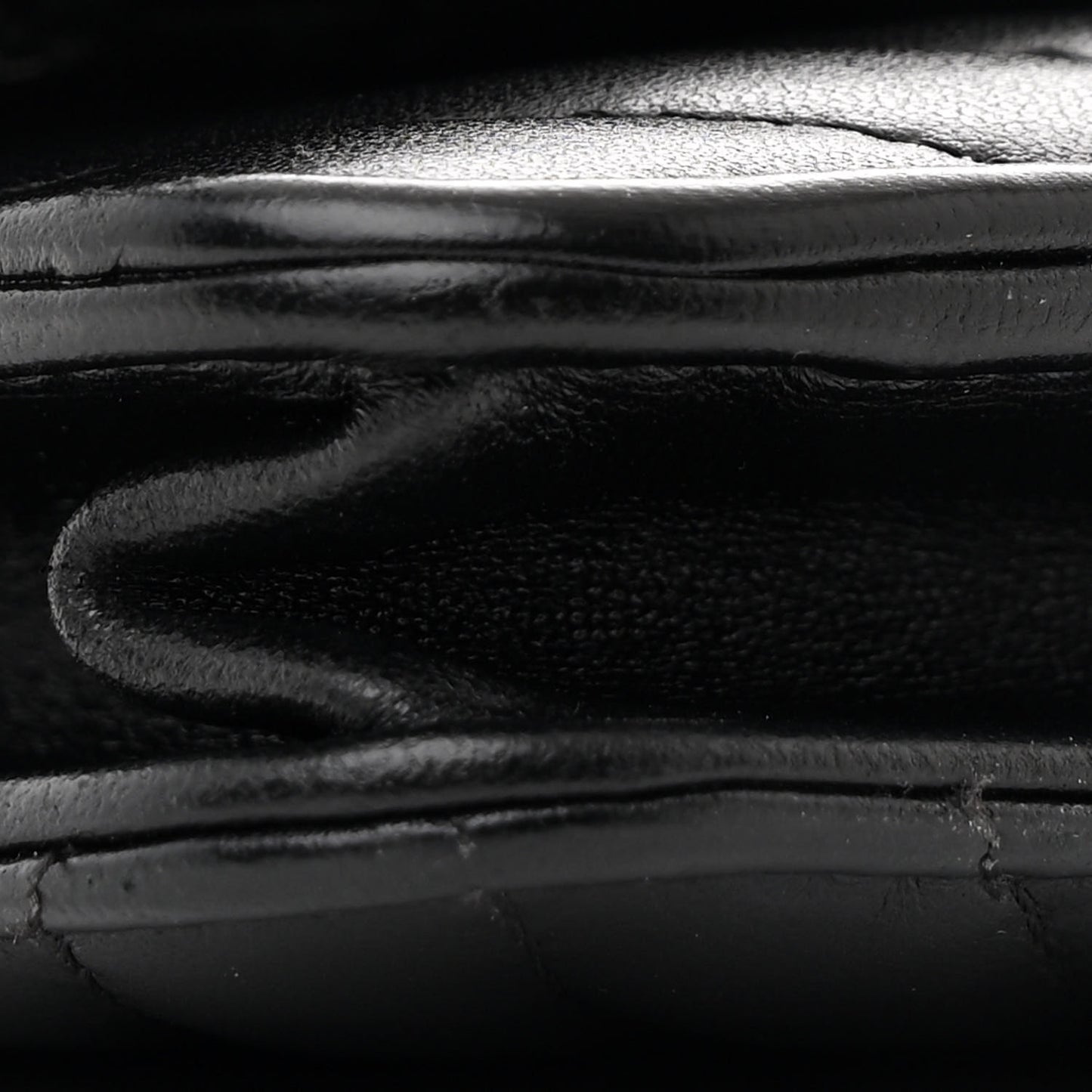 Lambskin Chevron Quilted Trendy CC Wallet On Chain WOC Black