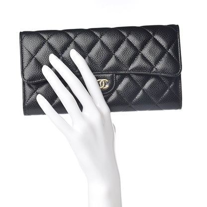 Chanel Caviar Quilted Large Gusset Flap Wallet Black 2 of 8