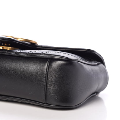 Gucci Calfskin Matelasse Mini GG Marmont Shoulder Bag Black 10 of 13